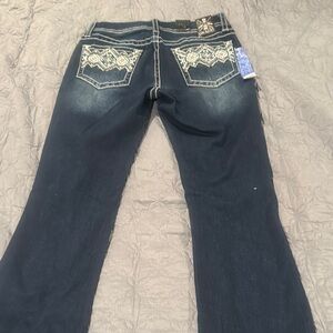 Grace in LA Blue Boot Cut Jeans with Embroidered Details